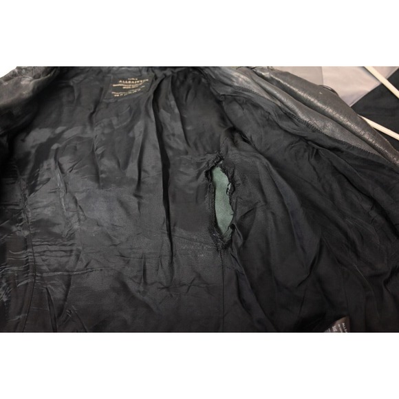 All Saints Black Quilted Leather Moto Style Zip Jacket Size Womens 10 - Picture 9 of 10